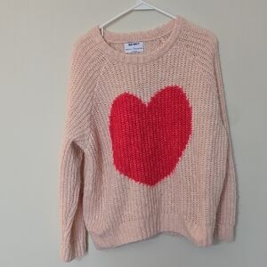 Old Navy Women's Pink Sweater with Red Heart